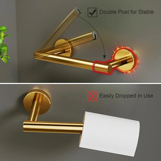 Dark Gold Toilet Paper Holder, Double Post Pivoting Bathroom Roll Tissue Holder Wall Mount Matte Finish - ModernBath