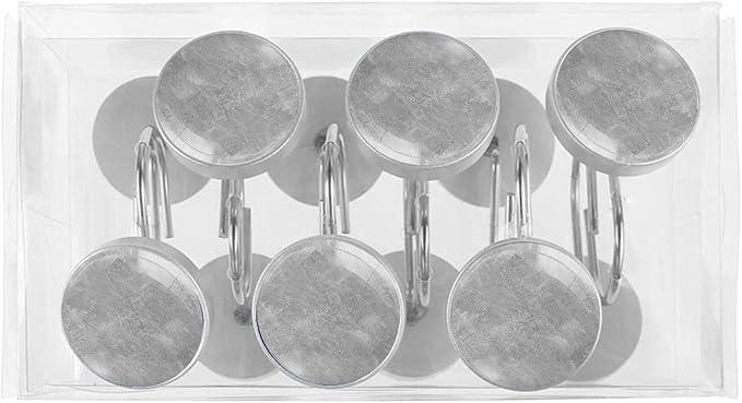 Gray Shower Curtain Hooks Set of 12 Rustproof Metal Decorative Shower Hooks for Curtains Rods Shower Curtain Rings for Bathroom Living Room Bedroom - ModernBath