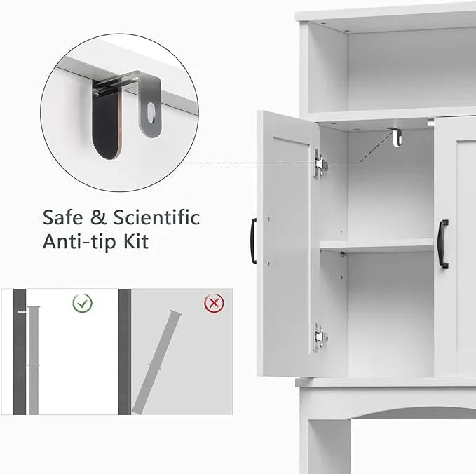 Over The Toilet Storage Cabinet, Over The Toilet Cabinet Bathroom with Adjustable Shelf and Double Door, Over The Toilet Storage for Bathroom Over The Toilet Organizer, White - ModernBath