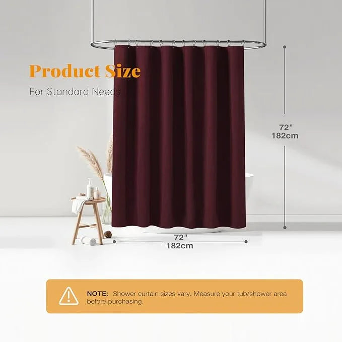 BTTN Burgundy Shower Curtain - Linen Textured Heavy Duty Waterproof Cloth Shower Curtain Set with 12 Plastic Hooks, Hotel Spa Luxury Simple Decorative Thick Fabric Shower Curtains for Bathroom - 72x72 - ModernBath