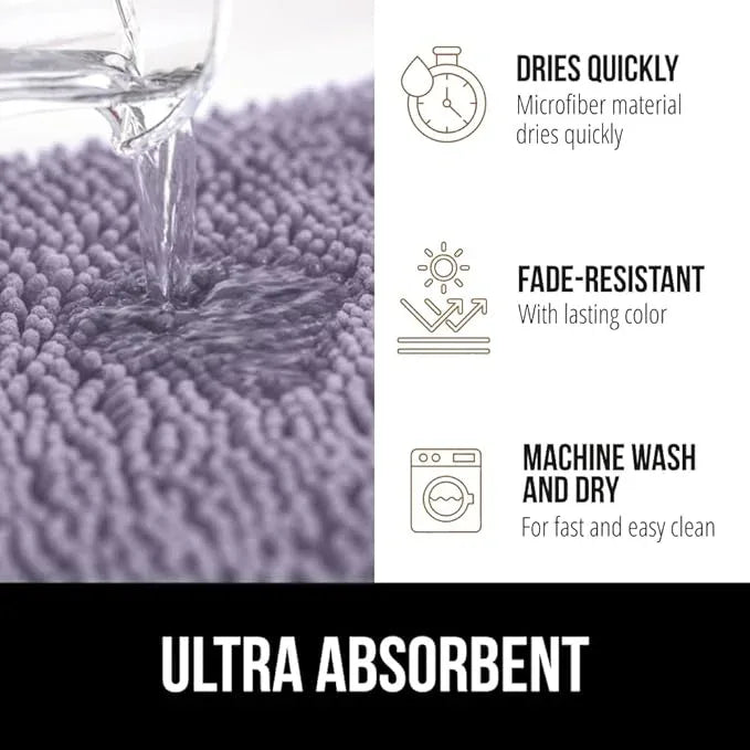 GORILLA GRIP Bathroom Rug Sets, Soft Chenille 2 Piece Area Rugs Set, Toilet Base Mat and 30x20 Carpet, Absorbent Microfiber Washable Mats Dry Quickly, Home Décor and Bath Room Accessories, Lt Purple - ModernBath