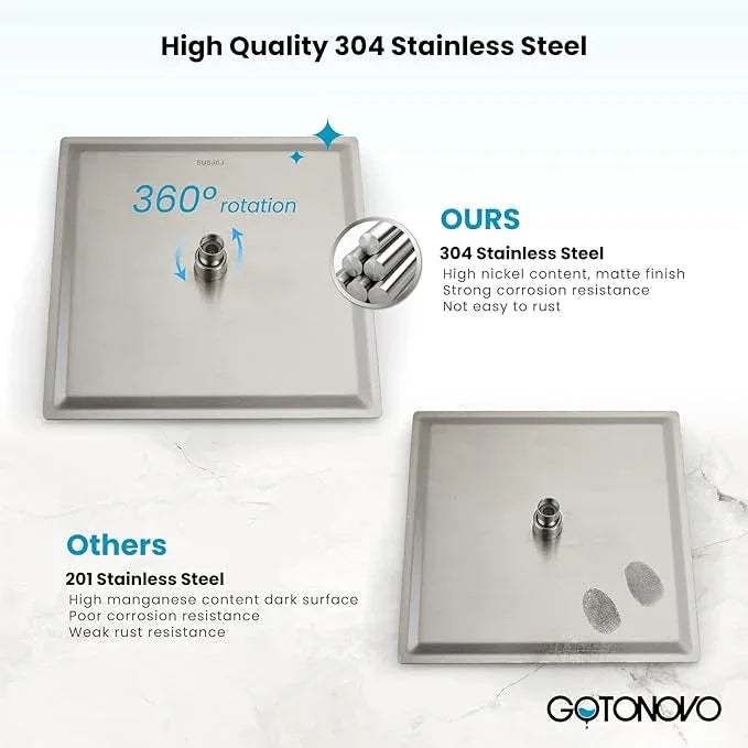 gotonovo Rainfall Shower Faucet Set System Shower Trim Kit with 10 Inch Rain Shower Head Bathroom Mixer Shower Complete Combo Single Handle Wall Mounted Female Thread Rough-in Valve Brushed Nickel - ModernBath