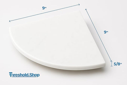 9 Inch Super White Engineered Marble Corner Shower Shelf Bathroom Caddy, Wall Mounted Shower Shelf, Classic Flatback Design (1)
