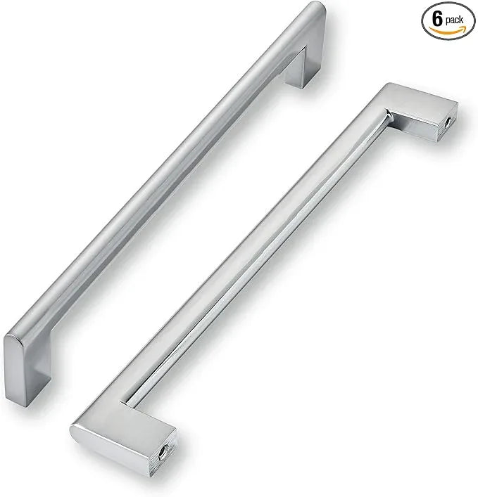khtumeware 8 Inch Hole Center 6 Pack,Burshed Chrome Heavy Duty Solid Cabinet Pulls,Kitchen Drawer Handle, Hardware for Bathroom, Drawer, Cabinet, Door Cabinet - ModernBath