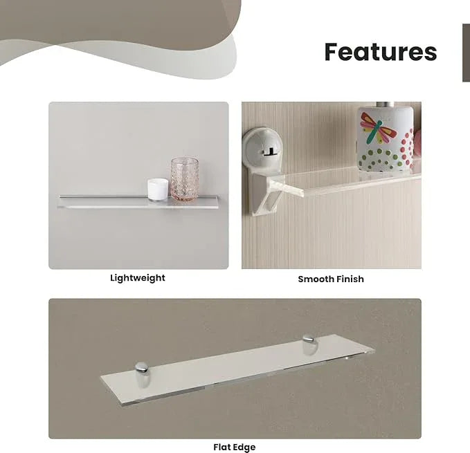 Clear Acrylic Shelves for Wall Storage, 6" W X 36" L, 3/4" Thick Wall Mounted Floating Shelves for Bedroom, Living Room, Bathroom, Kitchen -‎Easy Installation with Screws and Black Finish Brackets - ModernBath