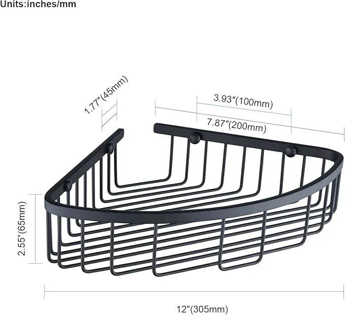 Segistan Bathroom Corner Shower Caddy Organizer, Corner-Hollow Design, SUS304 Stainless Steel Heavy Duty Rust-Proof Bathroom Shelf Organizer Holder, Wall Mounted Storage Rack, Matte Black - ModernBath