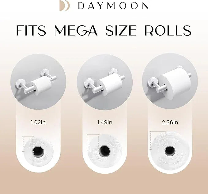 Day Moon™ Matte White Toilet Paper Holder Wall Mount - Modern Pivoting Toilet Paper Roll Holder - ModernBath