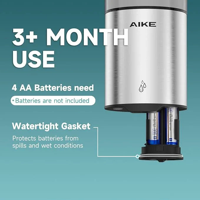 AIKE Automatic Wall Mount Liquid Soap Dispenser for Home and Commercial Bathroom 13.5oz IPX7 Waterproof,Brushed Stainless Steel - ModernBath