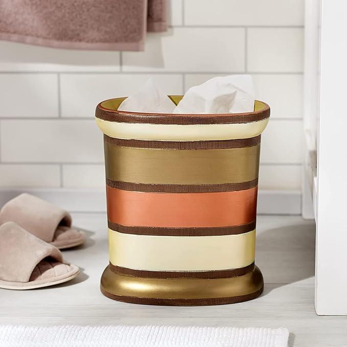 Zahari Home 2pc Contempo Luxury Bath Accessories Set Waste Basket & Tissue Box Modern Classic Contemporary Decorative Beautiful Designs Stylish Bathroom Accessories Set - ModernBath