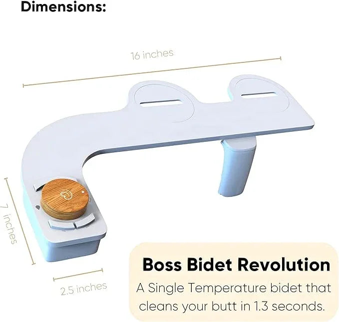 Boss Bidet Revolution Cool Water. Bidet attachment for toilet. Luxury design, bathroom bidet sprayer for toilet, auto shut off, non electric, dual nozzle, feminine wash, self cleaning. Bali Bamboo. - ModernBath