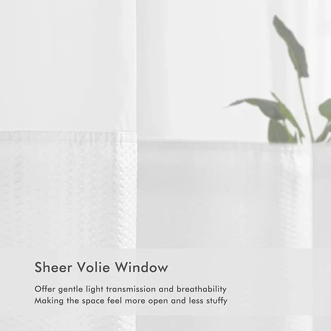 Mrs Awesome No Hook Shower Curtain with Snap-in Liner Less Time On/Off, Embossed Waffle-Look Textured Fabric Shower Curtain for Bathroom Hotel Style, Washable, Soft & Lightweight, 71x74, White - ModernBath