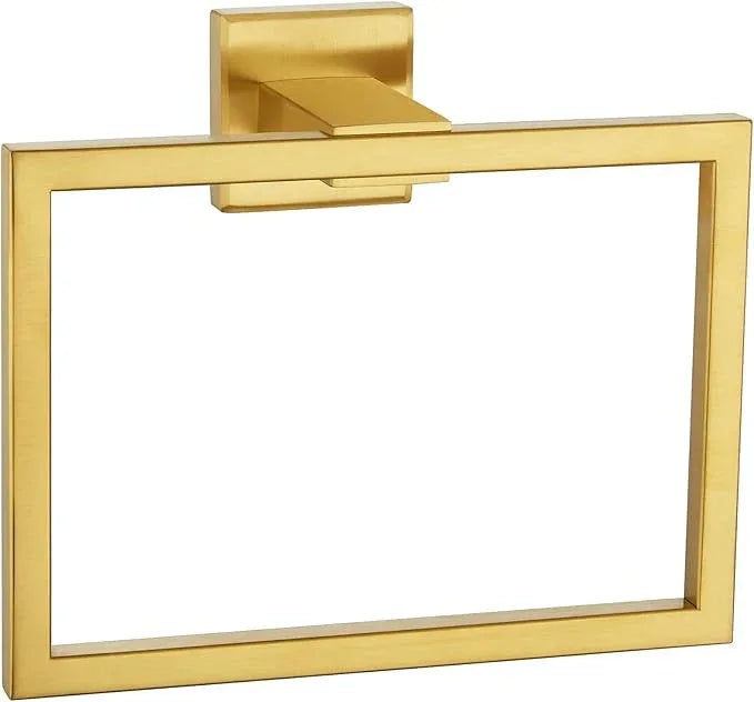 Angle Simple Hand Towel Holder Deep Brassy Gold, SUS 304 Stainless Steel Square Towel Ring for Bathroom Wall, 7.09 Inches - ModernBath