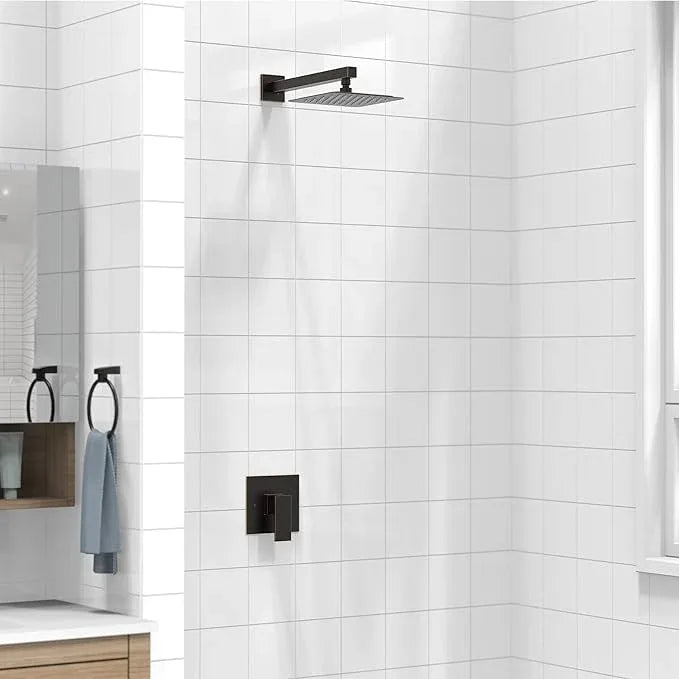 SunCleanse Shower Faucet Set with Valve, 8 Inch Square Shower Head and Handle Set, Single Handle Shower Trim Kit with Extra Long Shower Arm, Oil Rubbed Bronze - ModernBath