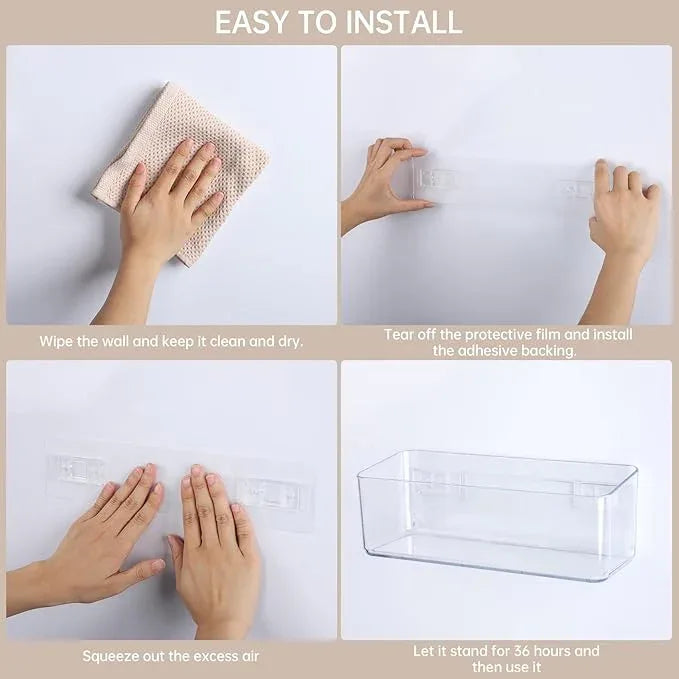 2 Pcs Clear Shower Shelf, Large Bathroom Wall Mounted Shower Caddy, No Drill Self Adhesive Bathroom Organizer with Self Adhesive Tape - ModernBath