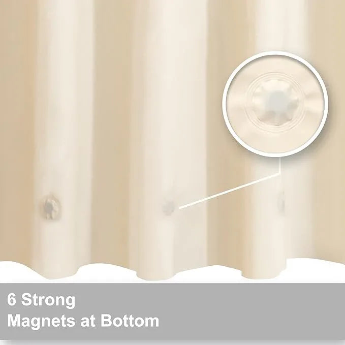 Barossa Design Beige Shower Curtain Liner with 6 Magnets - Waterproof PEVA Shower Liner for Bathroom, 72" x 72" Standard Size, PVC Free, Metal Grommets - Beige, 72x72 - ModernBath
