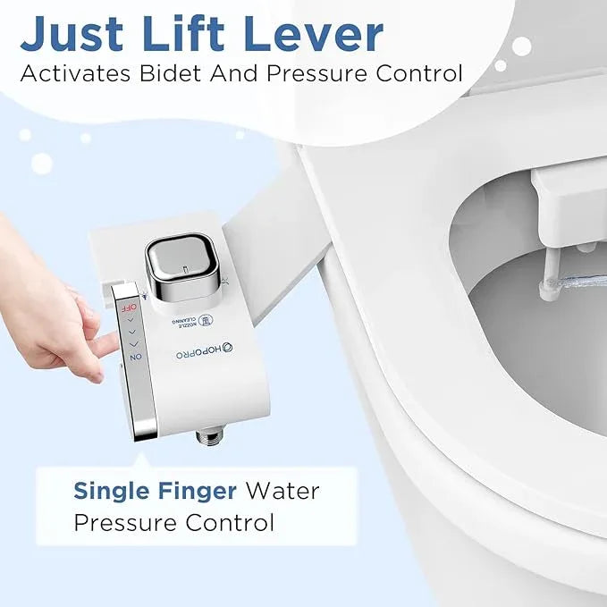 HOPOPRO Bidet with Single Finger Water Pressure Control, Self Cleaning Hygienic Dual Nozzle (Feminine/Rear Wash), Non-Electric Bidet Attachment for Toilet Seat, Easy DIY Install <5 Min -White - ModernBath