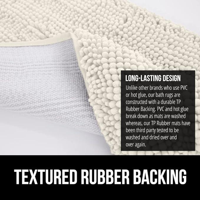 GORILLA GRIP Bathroom Rug Sets, Soft Chenille 2 Piece Area Rugs Set, Toilet Base Mat and 30x20 Carpet, Absorbent Microfiber Washable Mats Dry Quickly, Home Décor and Bath Room Accessories, Ivory - ModernBath