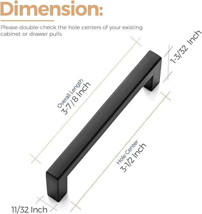 Ravinte 5 Pack Solid 3-1/2 Inch Center to Center Slim Square Bar Drawer Handles Kitchen Cabinet Handles Black Drawer Pulls Kitchen Cabinet Hardware Matte Black - ModernBath