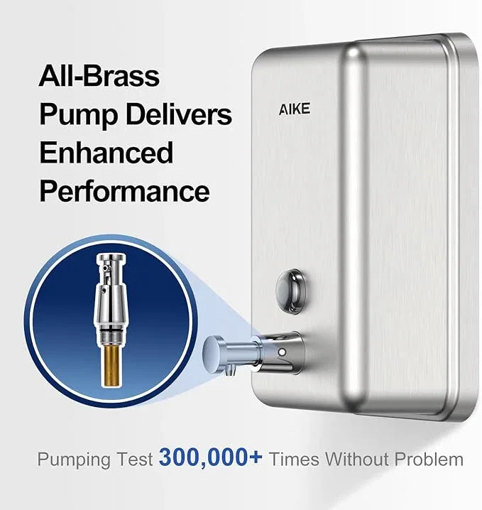 AIKE 37oz Surface Mount Stainless Steel Soap Dispenser for Commercial,Brushed Stianless Steel Finish Model AK1003 - ModernBath
