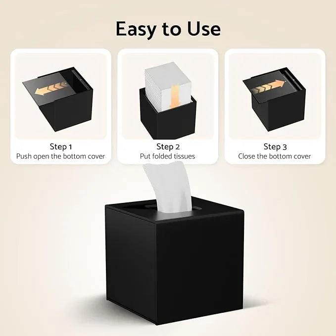 HIIMIEI Tissue Box Cover, Acrylic Tissue Holder Napkin Dispenser for Home Office Restaurant Desk Decor, Black Square 5.4x5.4x5.4'' - ModernBath