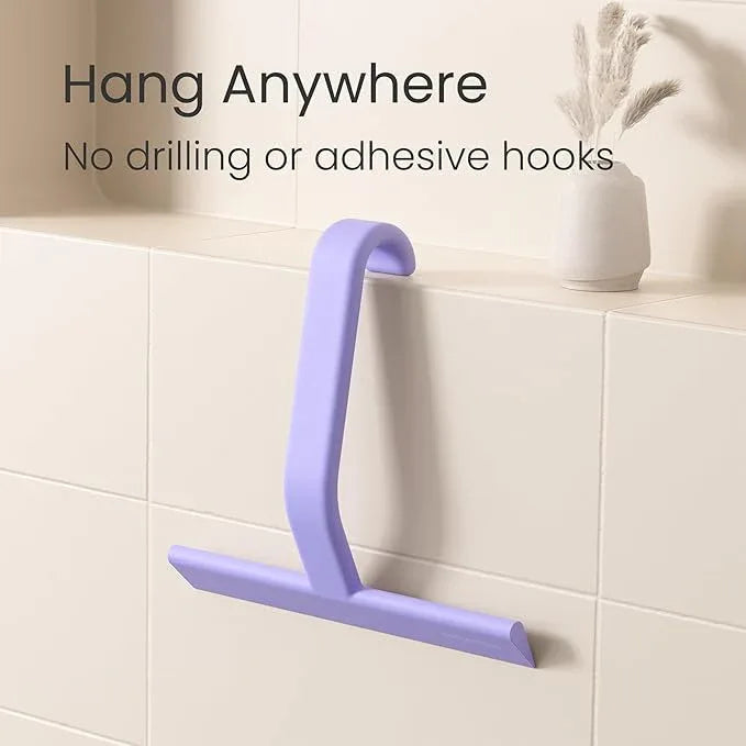 dancemoon JustHang Shower Squeegee for Glass Doors, All-one-Piece Silicone with Built-in Hook Design for Easy Hanging and Cleaning, 10 Inch Purple - ModernBath