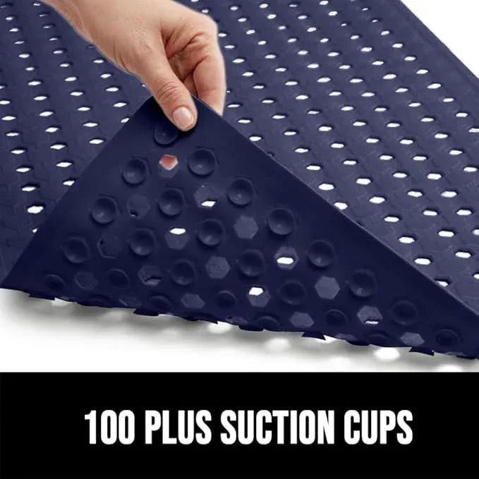 GORILLA GRIP Patented Square Shower Stall Mat, Small Bathtub Floor Mats for Stand Up Showers, Suction Cups and Drainage Holes, Machine Wash, Soft on Feet, Bathroom Accessories 21x21 Inch, Navy Opaque - ModernBath