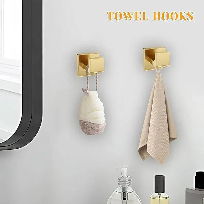 Brushed Gold Towel Bar Set 5 Pieces Bathroom Hardware Accessories Set,Upgraded Toilet Paper Holder with Shelf,Stainless Steel Towel Holder Set for Bathroom,Wall-Mounted 23.6 in - ModernBath