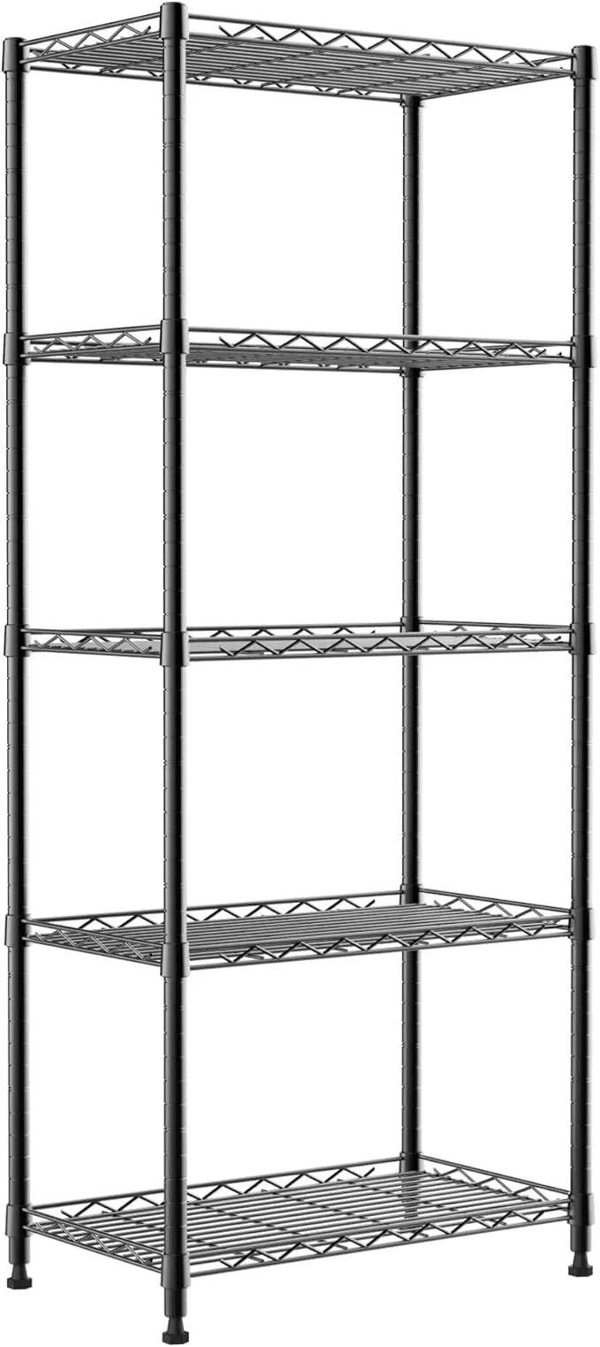 REGILLER 5-Wire Shelving Metal Storage Rack Adjustable Shelves,Standing Storage Shelf Units for Laundry Bathroom Kitchen Pantry Closet(Black,11.8" D x 21.2" W x 53.5" H) - ModernBath