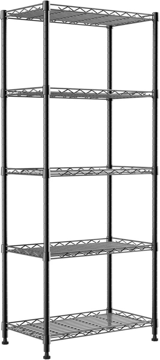 REGILLER 5-Wire Shelving Metal Storage Rack Adjustable Shelves,Standing Storage Shelf Units for Laundry Bathroom Kitchen Pantry Closet(Black,11.8" D x 21.2" W x 53.5" H) - ModernBath