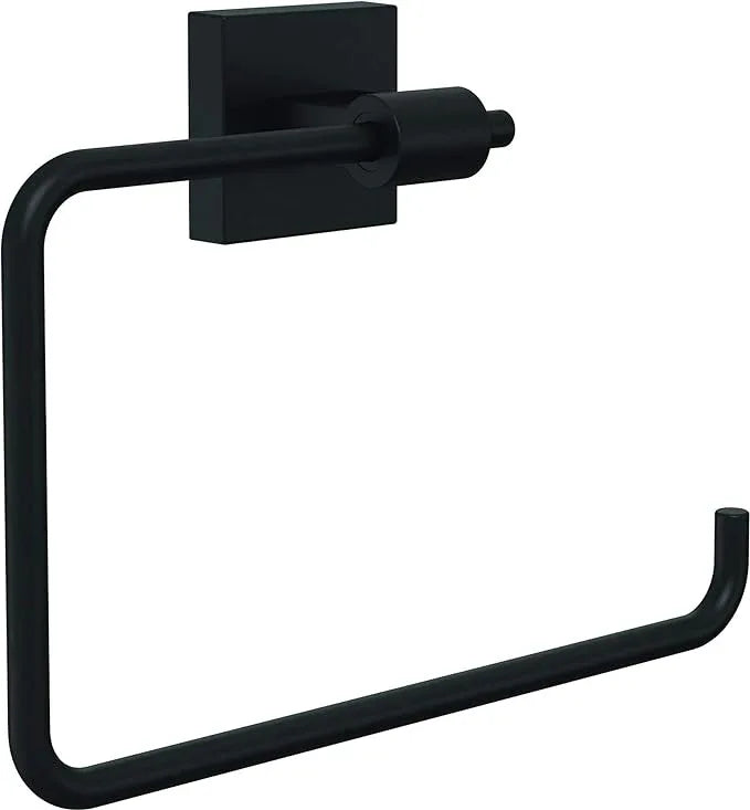 Franklin Brass Maxted (1-Pack) Hand Towel Holder Matte Black Towel Racks for Bathroom Wall Square Towel Ring Holder for Bath Towel Hanger for Kitchen, Bathroom Accessories MAX46-FB - ModernBath