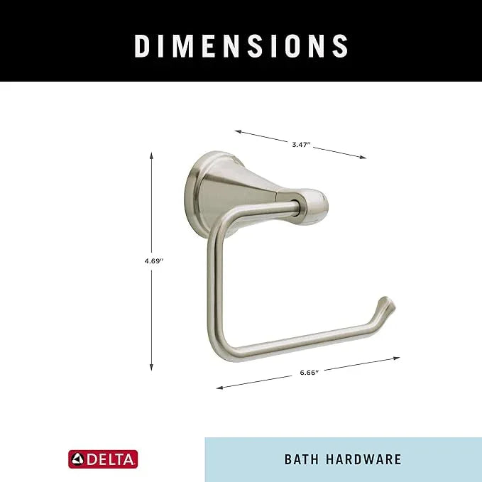 Delta Faucet Becker (1-Pack) Toilet Paper Holder, SpotShield Brushed Nickel, Wall Mounted Euro Hook Design BCK50-DN - ModernBath