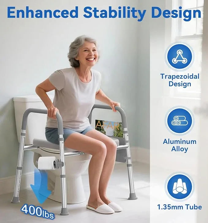 HOMLAND Raised Toilet Seat with Handles, Toilet Seat Riser for Seniors, Adjustable Height & Width, 400lb Elevated Handicap Toilet Seat, Fit Any Toilet, Grey - ModernBath
