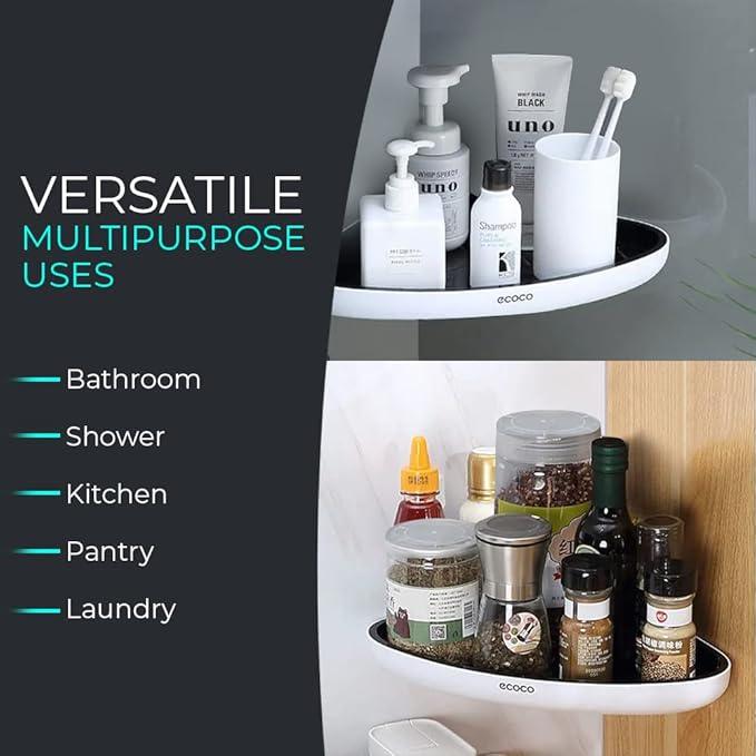 Bathroom Organizer Corner Shower Caddy Shelf. Wall Mounted with Towel Bar and Extra Strong Self Adhesive, No Drilling, Easy Drainage and Rustproof. (White/Gray) - ModernBath