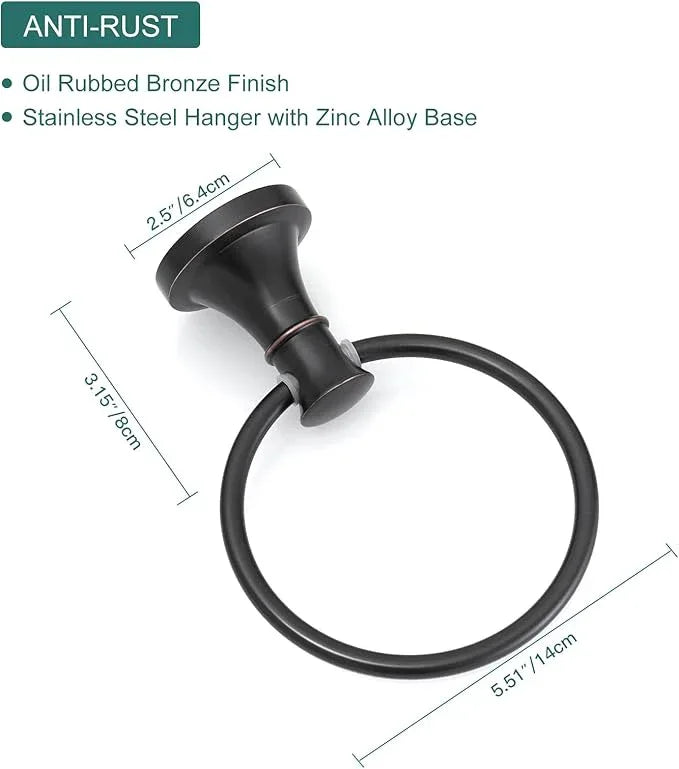 Hoimpro Oil Rubbed Bronze Towel Ring Toilet Paper Holder, Double Bathroom Hardware Set Fixtures Toilet Roll Tissue Holder, Hand Towel Bar Towel Rack Rv Accessories, Sus304 Stainless Steel, Wall Mount - ModernBath