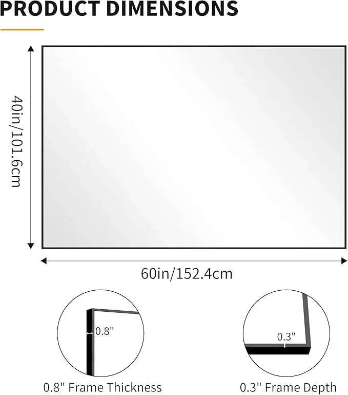 KOCUUY 60x40 Inch Large Black Wall Mounted Mirror,Aluminum Framed Decorative Rectangular Bathroom Mirror for Wall Over Sink,Vanity Mirror for Bedroom Living Room Bathroom,Functional Oversized Mirror - ModernBath