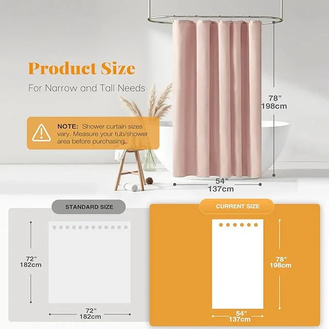 BTTN Fabric Shower Curtain, Linen Textured Heavy Duty Polyester Cloth Shower Curtain Set with Plastic Hooks, Blush, 54x78 - ModernBath