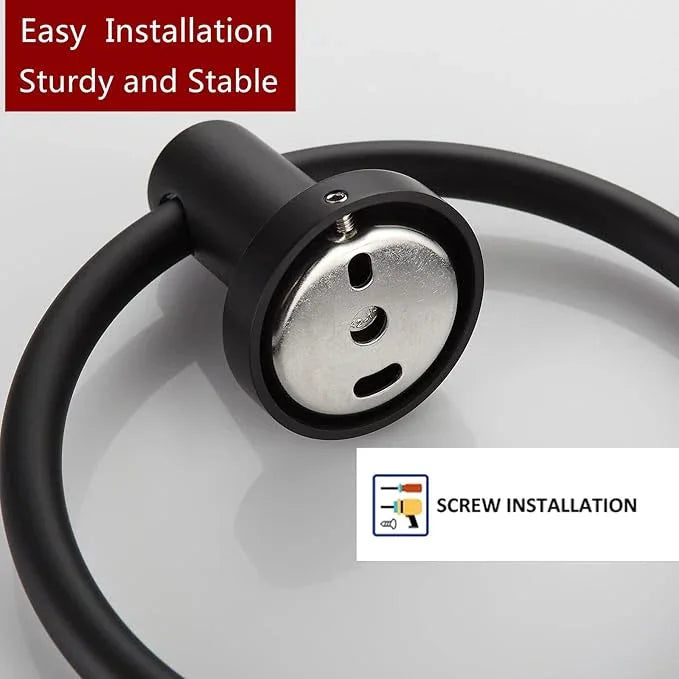 BGL Black Bathroom Towel Holder Black Towel Ring Stainless Steel Towel Ring for Bathroom 2 Pack - ModernBath