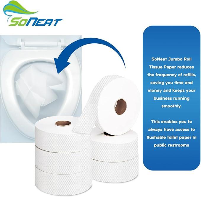Commercial toilet paper - Jumbo toilet paper rolls -3,600 FT Industrial 3-Ply 9” Bulk Large Roll for Standard Jumbo Dispenser -100% Recycled Fibers-Soft and Absorbent Bathroom Tissue -6 Roll Case Pack - ModernBath