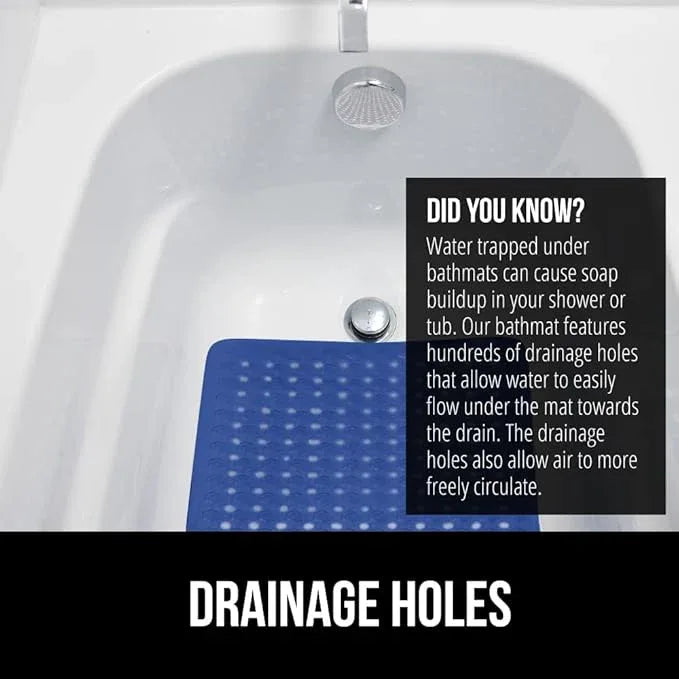 GORILLA GRIP Patented Bath Tub Shower Mat, Machine Washable Bathtub Floor Liner Mats, Suction Cups and Drain Holes to Keep Tubs Clean, Soft on Feet, Bathroom Essentials, 35x16 Inch, Royal Blue Opaque - ModernBath