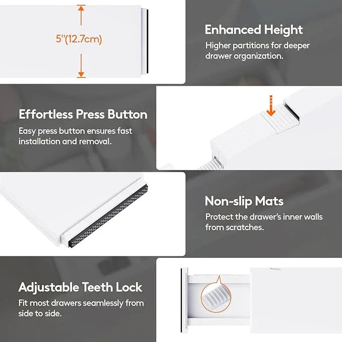 Lifewit 6 Pack Drawer Dividers 5" High, 13.5-22" Adjustable Clothes Organizers, Expandable Dresser Separators in Bedroom/Bathroom/Kitchen/Office, PLS5 - ModernBath