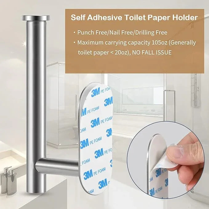 Toilet Paper Holder - Self Adhesive Toilet Paper Holder Wall Mount for Bathroom, SUS 304 Stainless Steel Command Strip Toilet Paper Roll Holder Stick On, No Drilling - Brushed Nickel（2 Pcs） - ModernBath