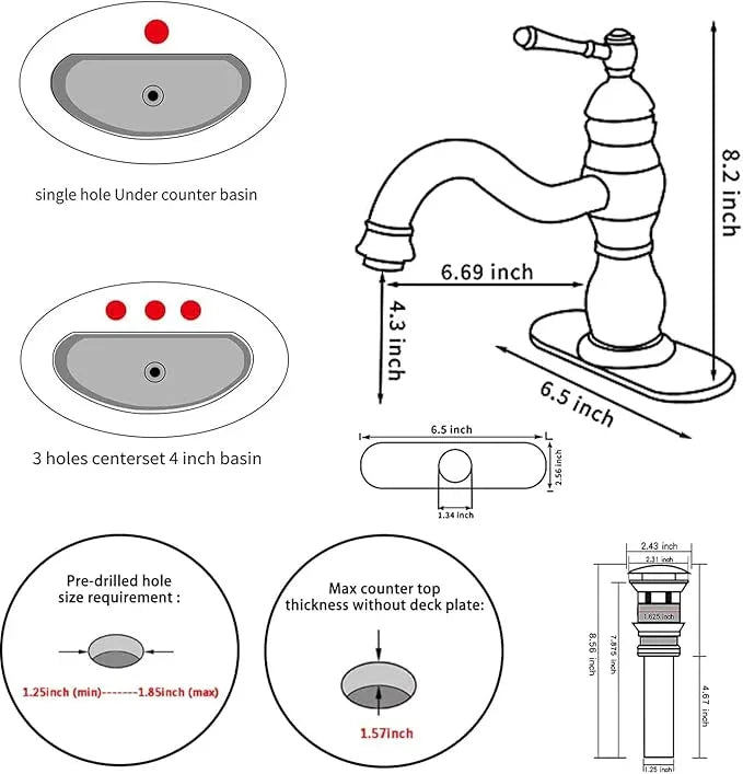 Antique Brass Bathroom Faucet GGStudy 360° Swivel Bathroom Vanity Faucet Single Handle One Hole Basin Matching Pop Up Drain with Overflow - ModernBath