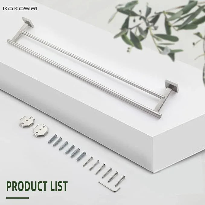 KOKOSIRI Towel Holder Bathroom Accessory Towel Bars with Two Rails Necklace Holder 32 Inch Brushed Nickel Stainless Steel B5005BR-L32 - ModernBath
