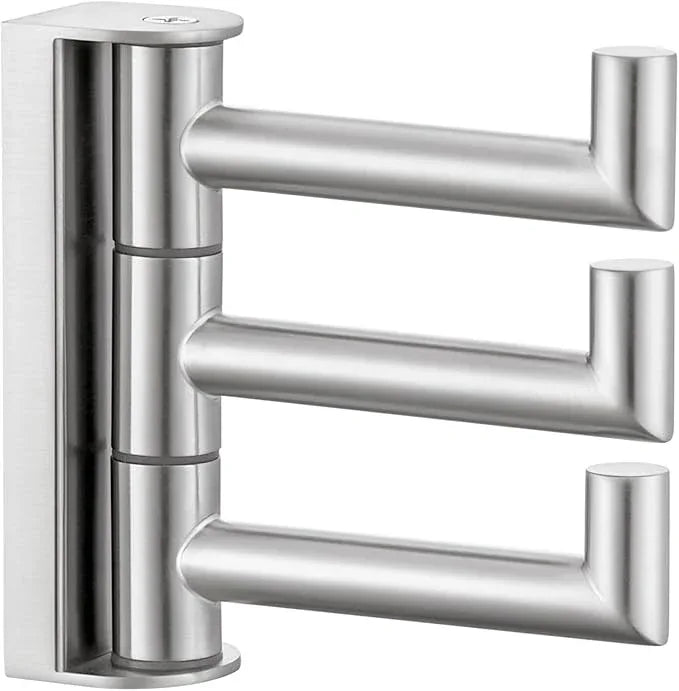APLusee Swivel Towel Hook for Bathroom Wall Mounted, 304 Stainless Steel 3 Arms Clothes Hook, Flexible Bathroom Kitchen Wall Towel Hanger, Brushed Nickel - ModernBath