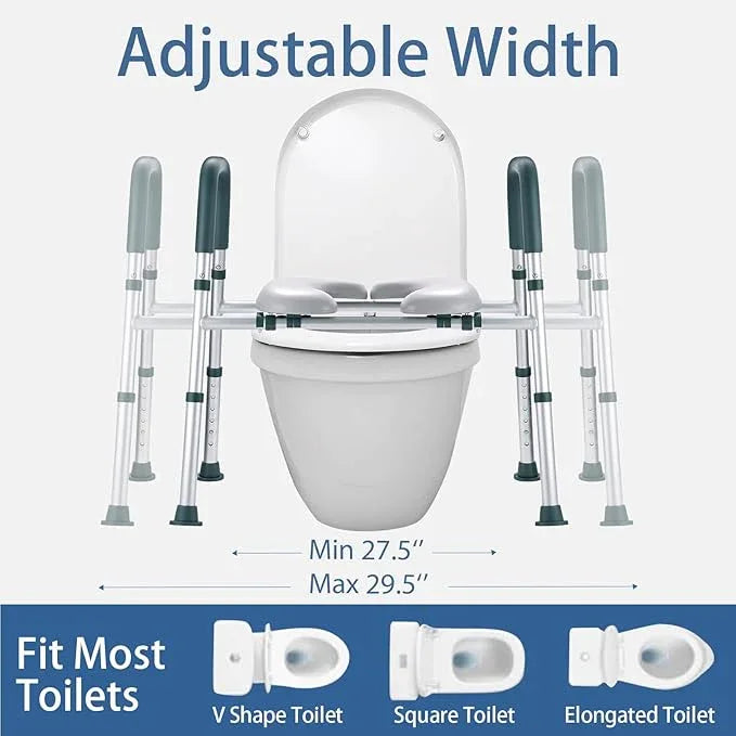 Raised Toilet Seat with Handles, Toilet Seat Riser for Seniors with Adjustable Height & Width, 400lb Cozy Padded Elevated Toilet Seat for Elderly, Handicap and Disabled, Fit Any Toilet - ModernBath