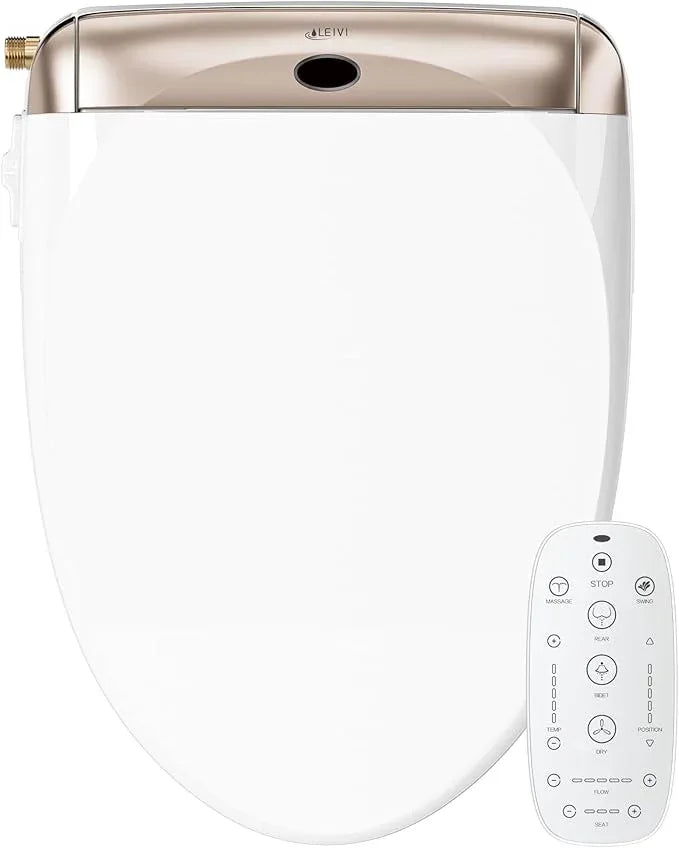 LEIVI Electric Bidet Toilet Seat with Wireless Remote and Side Panel, Multiple Spray Modes, Adjustable Heated Seat, Warm Water and Air Dryer, Auto LED Nightlight, Elongated - ModernBath