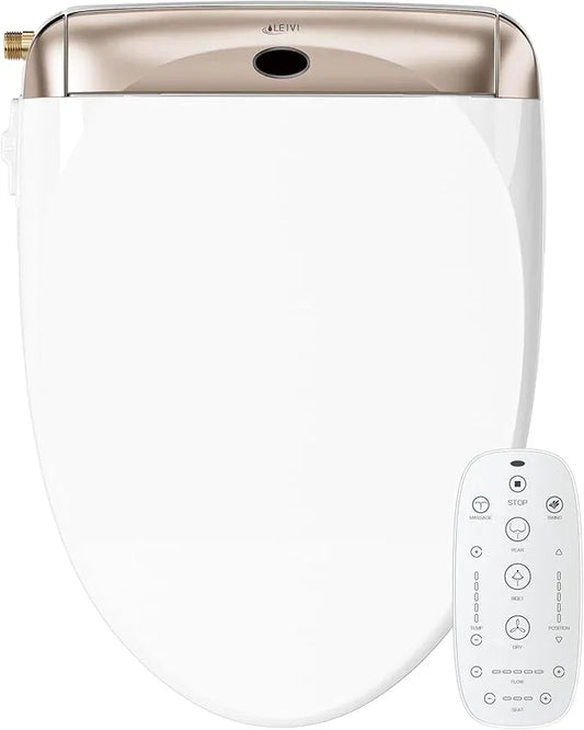 LEIVI Electric Bidet Toilet Seat with Wireless Remote and Side Panel, Multiple Spray Modes, Adjustable Heated Seat, Warm Water and Air Dryer, Auto LED Nightlight, Elongated - ModernBath