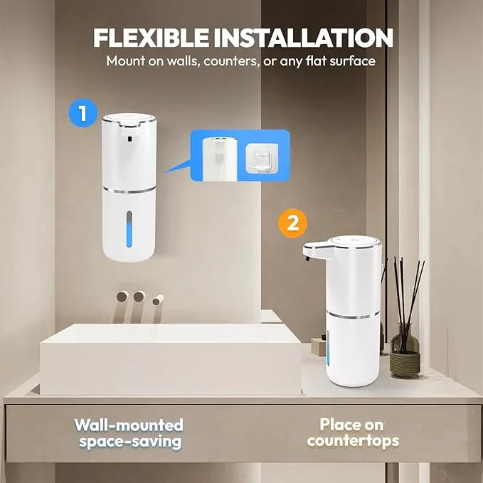 2 Pack Automatic Soap Dispenser Touchless,Liquid Hand Soap Dispenser 12.8oz USB 4levels Adjustable Dispenser Electric Wall Mounted Smart for Bathroom and Kitchen Dish Soap，Easy for Toddlers(White) - ModernBath