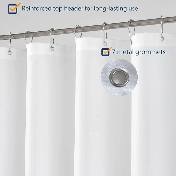 N&Y HOME Fabric Shower Curtain Liner Long Stall Size 42 Width x 78 Length inches, Hotel Quality, Washable, White, 42x78 - ModernBath