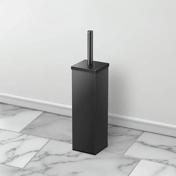 Gatco 1488MX Elegant Square Toilet Brush Holder, Matte Black - ModernBath